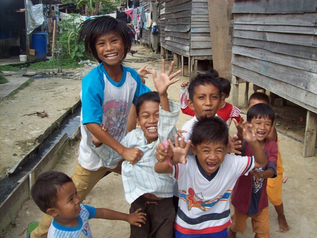 kids, group, happy, orang asli, squatters, people